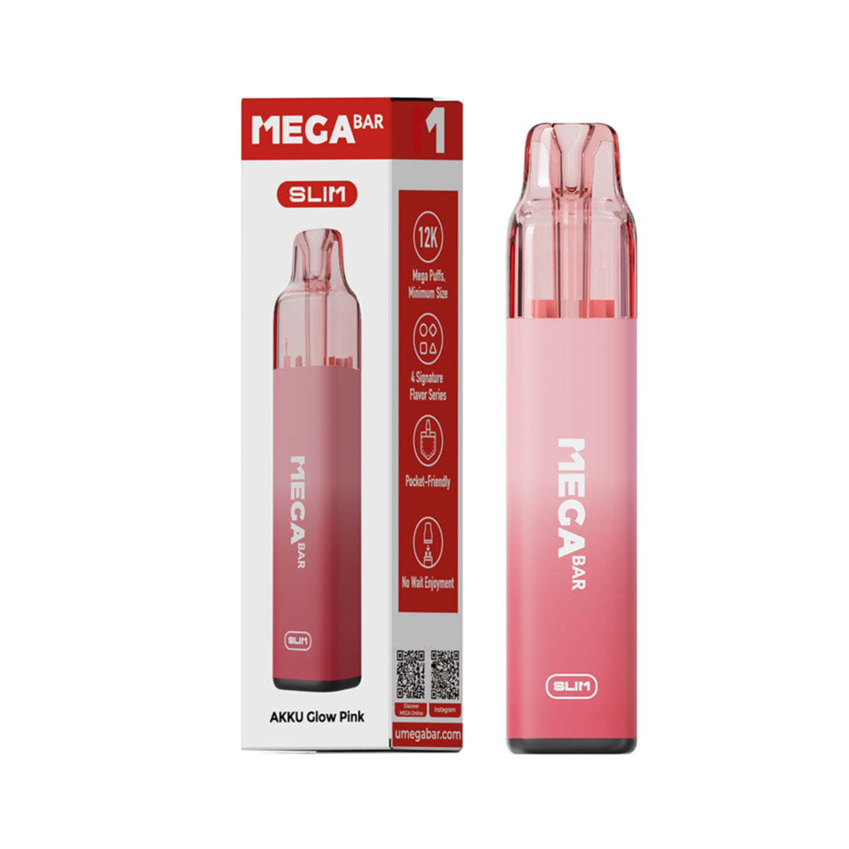Megabar Slim 12K - Akku - Glow Pink