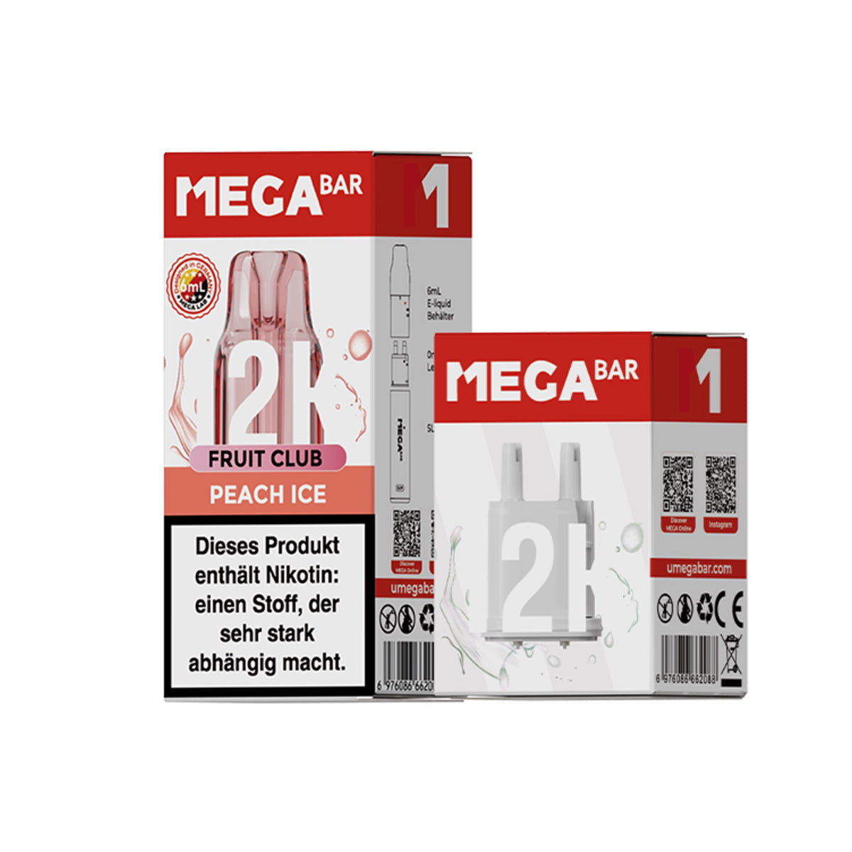 Megabar Slim 12K Prefilled Pod - Peach Ice