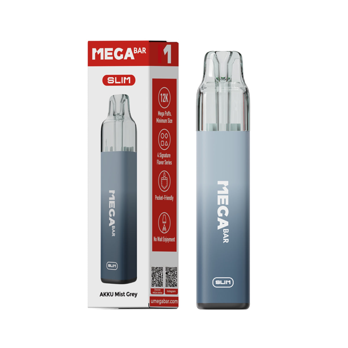 Megabar Slim 12K - Akku - Mist Grey